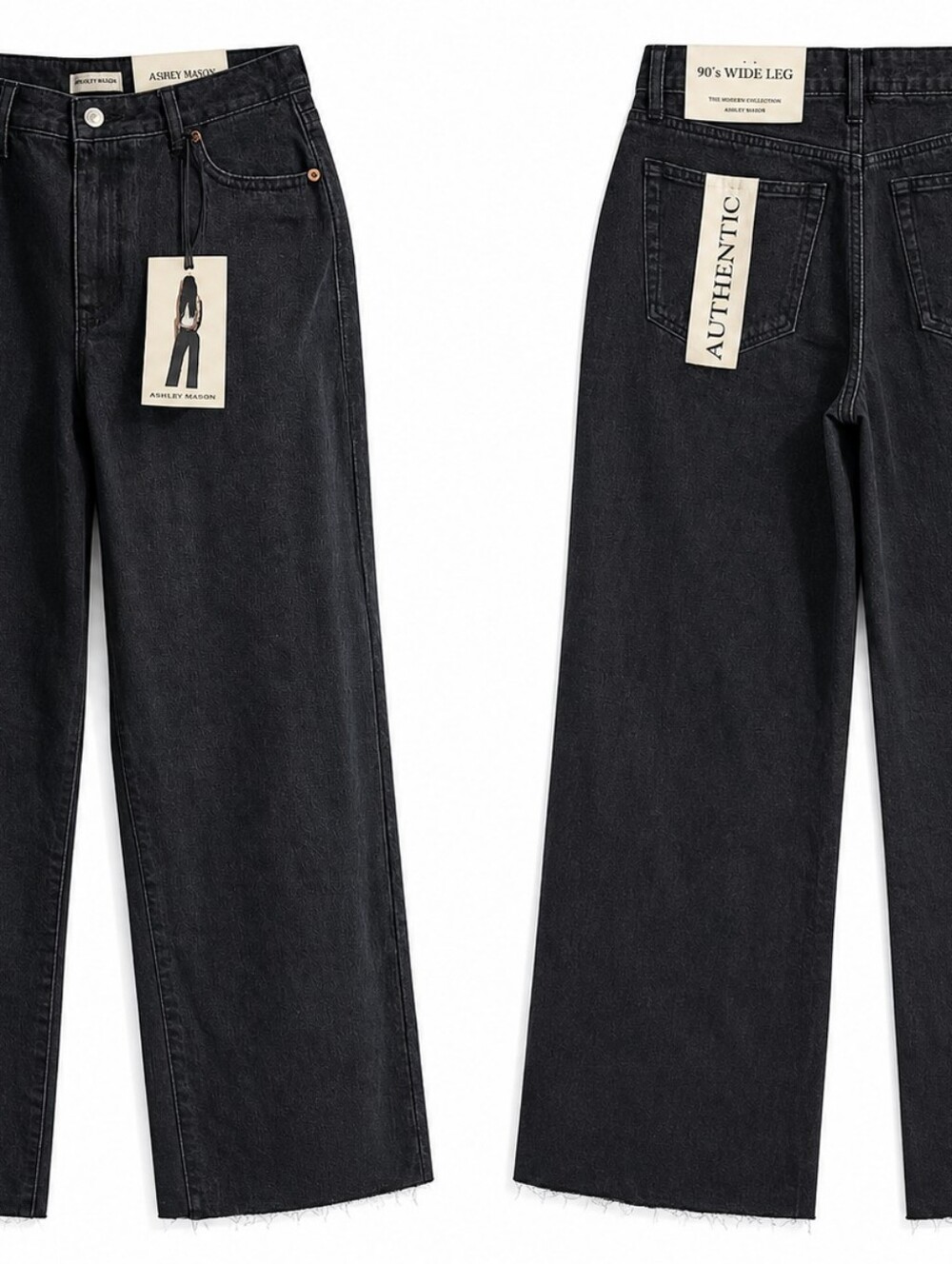 Ashley Mason Black Relaxed Wide-Leg Jeans